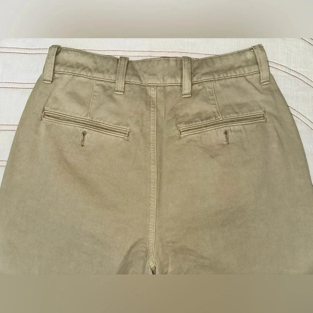 AE77 Premium Wide Leg High Rise Khaki Pants SZ 27 - Picture 4 of 4